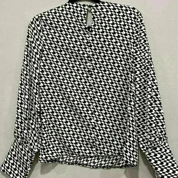 SHEIN black and white checkered business office blouse top size small US 4 shirt - Picture 5 of 6